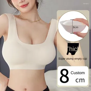 Bras sein révélant une grande lingerie pour les femmes se réunissant non vide tasse épaissie 8 cm petit coffre plat spécial externe