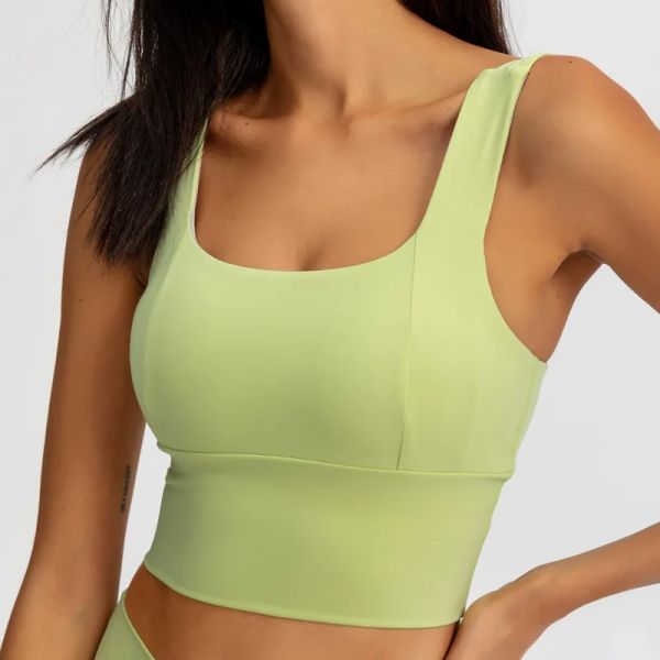 Bras Comfy Large Strap Yoga Sports Bra Long Line High Impact Gym Workout Crop Top Femme Backless Sport Fitness Bra Tops