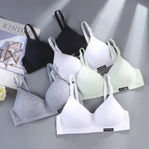 Bras Cotton Girls Confortable Sous-vêtements sans trace pour les élèves du lycée Breatteur Small Chest Gathering Sans Bra de bague en acier