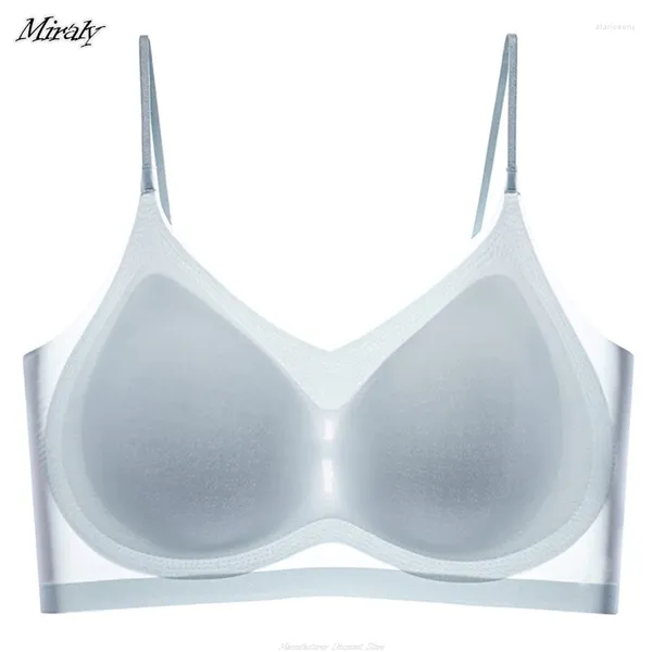 Bras Cup AB Summer Seamless Ultra-Delgado Ice Silk Bra Mujeres Comfort Push Up Lift Support Brassiere Ropa interior Deporte Lencería