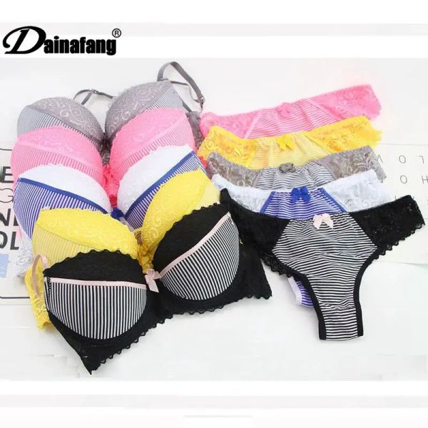 Bras Dainafang Push Up Women Bras Set pour Big Boops Sexy Lace Underwear Pagties Bcde Cup Ladies Plus taille Lingerie féminine française