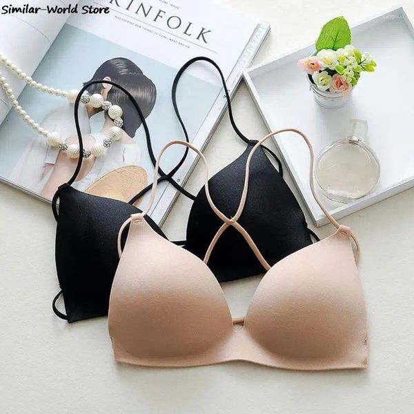 Bras Deep V Bralette Wire Free Thin Ropa interior Push Up Bra Mujer Brassiere Lencería sexy Belleza Back Estilo francés