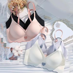 Behas Deep V Push Up Bra Naadloze bralette voor vrouwen snoepkleuren houden van dun ondergoed zachte niet-stalen ring lingerie