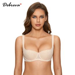 DOBREVA dames push-up balconette bh sexy kant demi beugelplank grote maat licht gewatteerd 231102