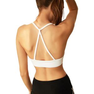 Bras Fitness Bra Push Up Nylon Solid Uneck Cross Back Stretch Basic Sports Wear For Women Gym Yoga Runnning Training Workout Outdoor