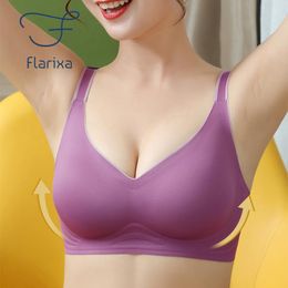 Bras Flarixa Gradient Jelly Strip Sous-vêtements pour femmes Sans couture Invisible Latex Push Up Soutien-gorge sans os Confort réglable Sports
