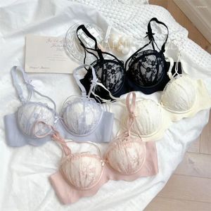 Soutien-gorge de soutien-gorge floral sans fil Sexy Bowknot dentelle BRALETTE 3/4 tasses Push Up Women Underwear