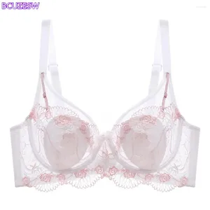 Bras pour femmes broderies exquises Lotus Pink Ultra-Thin Thin's Sexy Transparent en dentelle de sous-vêtements