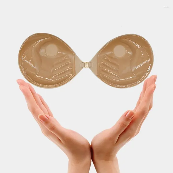 Sujetadores con hebilla frontal para mujer, pegatinas de silicona para el pecho, sin tirantes, autoadhesivo, Invisible, mejora el sujetador transpirable