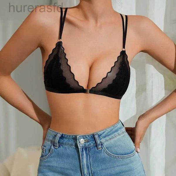 Bras Cierre delantero Mujeres Mezcle de ropa interior sexy VER A TRAVÉS DE LA LACIA LENGERIA BRA NEGRAS MUJERES AUTALES S-XL SEXY PUSH UP BRALETTE 240410