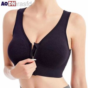 Bras Front Zipper Sports Bra Absorbing Womens Underwear Breathable sans anneau en acier Running Vest Yoga Fitness Balette 240410