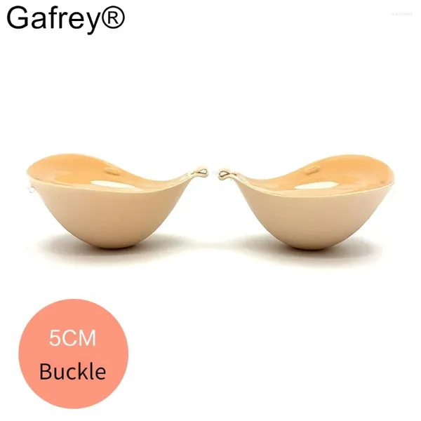 Bras Gafrey 5 cm Cubierta de pezón engrosada Cubiertas de pecho de silicona Grueso Autoadhesivo Invisible Sujetador Cierre frontal para mujeres sin respaldo