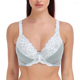 Behas grijs kanten perspectief beha vrouwen sexy lingerie borduurwerk bloemen bralette plus maat f g h i 34 36 38 40 42 44 46 48 50 52 54