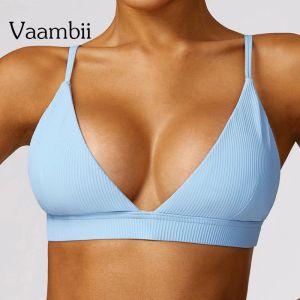 Bras Gym damesondergoed geribbeld push -up sport top open back training top voor fitness ademende yoga bh dames schokbestendige crop top