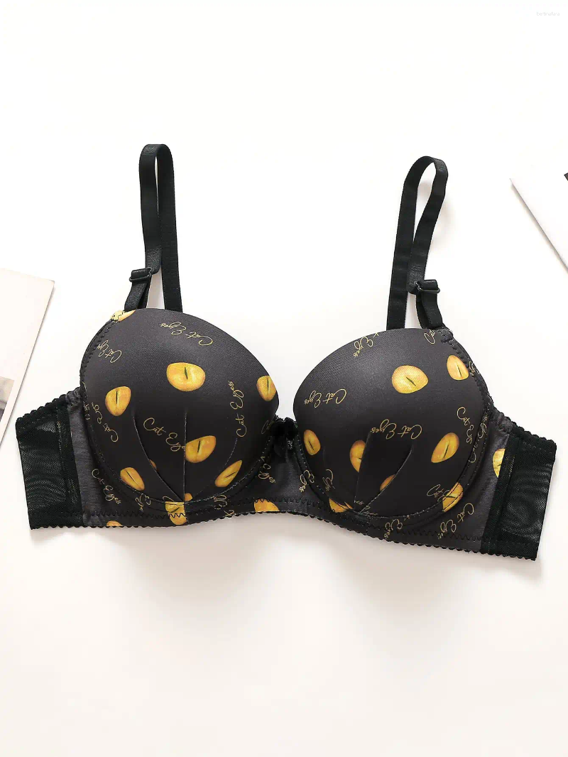 Bras High Quality Black Floral Lingerie Cropped Top Push Up Bra For Women Thin Section A3207