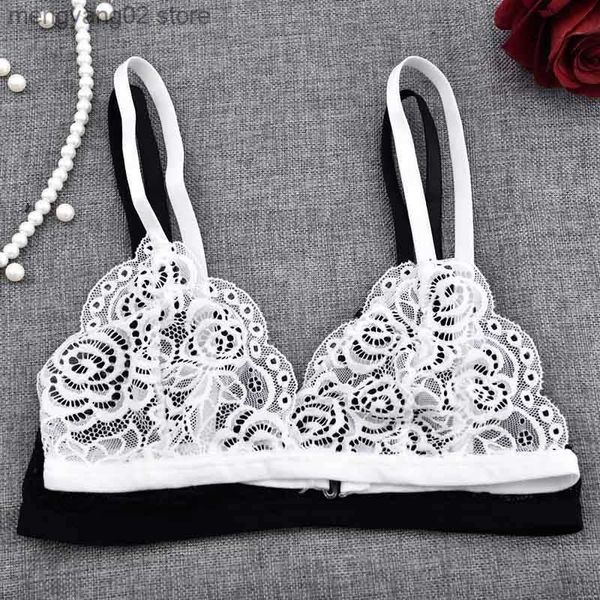 Soutiens-gorge Hot Girls Dentelle Soutien-gorge Sexy Broderie Florale Voir à travers Soutien-gorge Femmes Sous-vêtements Blanc Noir Bralette Soutien-gorge sans couture sans fil wokeayer T230522