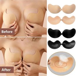 Bras Invisible Push Up Bra Sin respaldo Sin tirantes Cierre frontal sin costuras Bralette Ropa interior Mujeres Autoadhesivo Silicona Sticky 231115