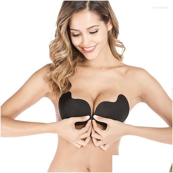 Soutien-gorge Invisible Push Up Soutien-gorge Dos Nu Sans Bretelles Sans Couture Fermeture Avant Bralette Sous-Vêtements Femmes Auto-Adhésif Sile Collant BH Drop Deliv Dhhca