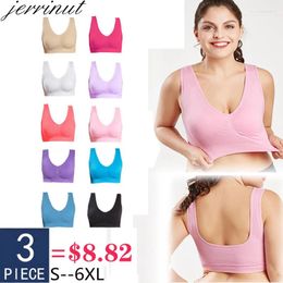 BRAS Jerrinut 3pcs Sexy pour les femmes Push Up Bralette Plus Taille Soutien-gorge Sport Sommeil Actif Sans couture Coton Confortable 5XL 6XL BH
