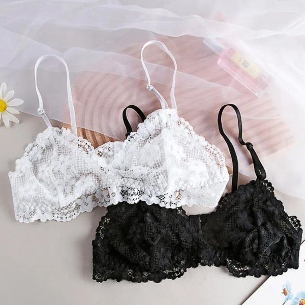 Bras de encaje para mujeres Wireless Balette transparente ropa interior transparente Empujado para mujeres Color sólido lencería sexy backless