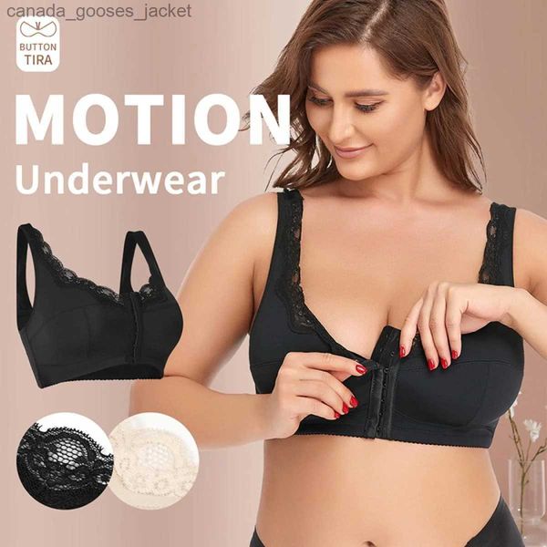 Sujetadores de encaje sin anillo de acero Hebilla delantera Ropa interior para mujer Sujetador de gran tamaño Push Up Bralette Corsé Pecho completo Pecho B C D E F CupC24315