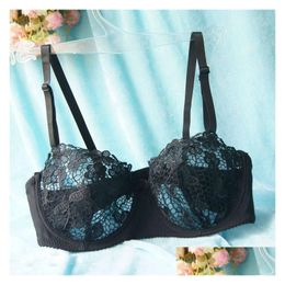 Soutien-gorge en dentelle brodée pour femmes, soutien-gorge en maille, brassière, sous-vêtements, lingerie, noir, rouge, blanc, taille A B C D 75 80 85 90 95 100 201 Dhkeo