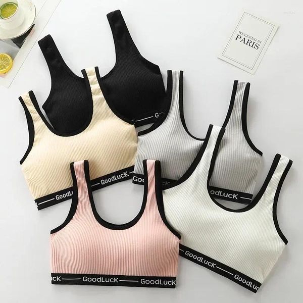 Bras letras deportes de algodón para fitness para mujeres con top de yoga