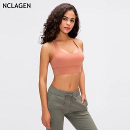 Bras Nclagen Women Sport Bra Yoga Fitness Underwear Top Gym High Impact Sport Workout Running Pushup Crop Top Crossback Halter