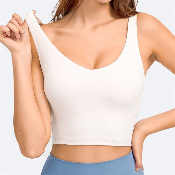 Soutiens-gorge Nepoagym Passion Débardeur avec étagère Soutien-gorge intégré Crop Top avec soutien-gorge de sport longue ligne rembourré amovible pour Yoga Gym 230330