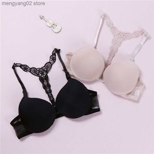 Bras New Free Backless Sexy Cierre frontal Push Up Bra Sexy Fashion Womens Lace Racer Back Racerback T230522