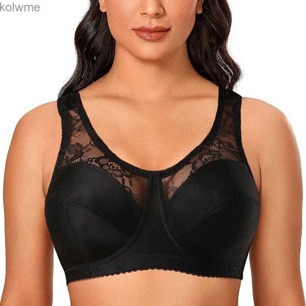 Soutiens-gorge Sans jantes soutien-gorge pour femmes mince sans éponge évider Sexy dentelle soutien-gorge Lingerie pleine tasse grande tasse grande taille soutiens-gorge sous-vêtements C D E F G H I YQ240203