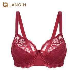 Soutiens-gorge Soutien-gorge en dentelle florale à couverture complète non rembourré pour femmes, grande taille, lingerie à armatures, sous-vêtements fantaisie sexy push-up B C D DD E F G H 230823