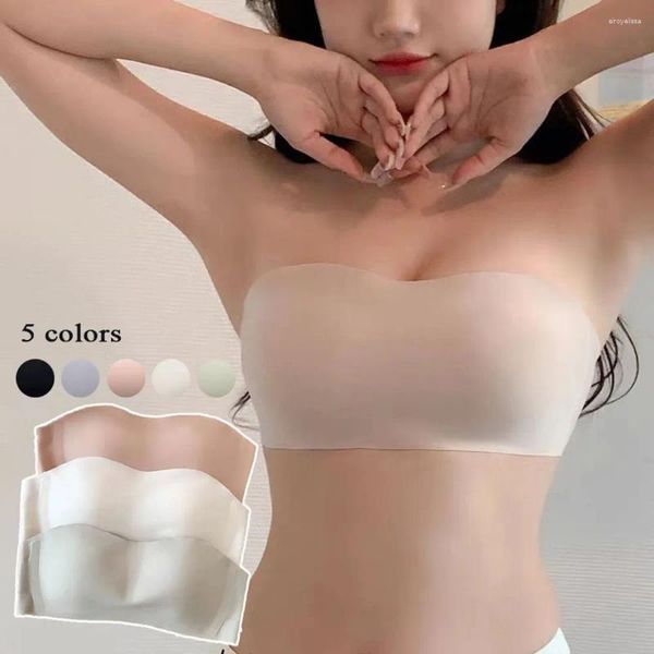 Bras sin deslizamiento sin deslizamiento de sujetador para mujeres sin tirantes sin tirantes belleza belleza fiesta de color sólido boda sexy lencería top top