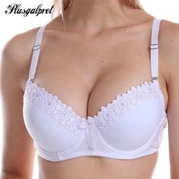 Sujetadores Plusgalpret Mujeres Ligeramente acolchado Push Up Bra Ropa interior sexy Lencería Floral Bordado Underwire Plus Tamaño 36B 38B 40B 42B309b