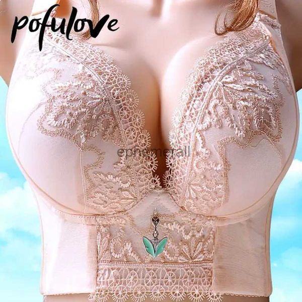 Sujetadores Push Up Bra Mujer Lencería sexy Bralette de encaje Tallas grandes Sujetadores 34-48 C D E Sujetador sin aros fino sin costuras YQ231101