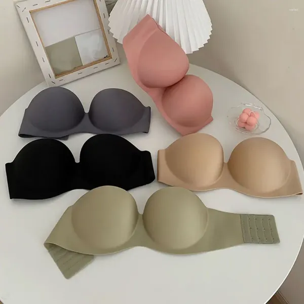 Bras Ring Half Cup Tube Top Sujetador invisible con cinturón de extensión Mujeres sin tirantes sexy Sin correas Bralette Envoltura de pecho