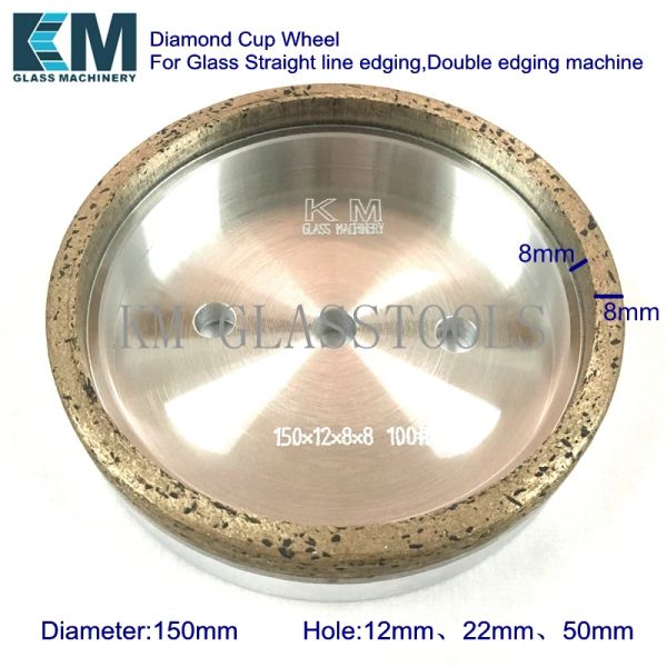 Bras S1CC2 / Diamond Cup Wheel 150xd8x8mm pour la bordure droite en verre, Hine à double bordure.