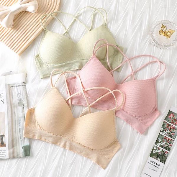 Bras de sujetador sin costura profunda v bralette para mujeres sexy lencería alambre de comodidad sin algodón de comodidad