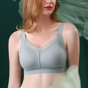 Soutien-gorge sans couture, sous-vêtements à bonnets fixes, gros seins pour femmes, petites paires froncées et fermées pour éviter l'affaissement