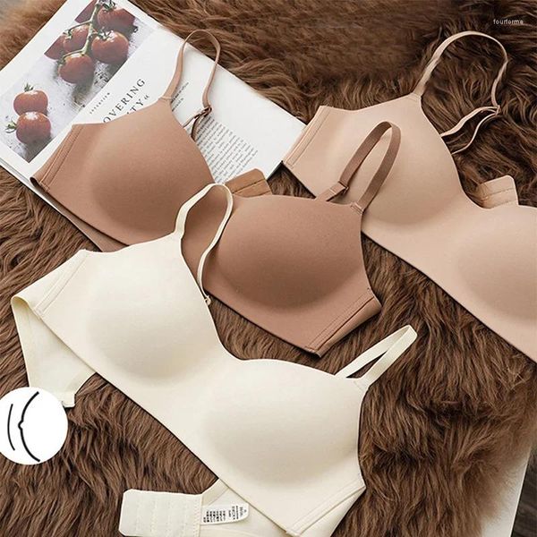 Soutiens-gorge sous-vêtements sans couture Lingerie pour femmes demi-tasse petite poitrine push-up lisse mince confortable sans armatures soutien-gorge anti-affaissement féminin