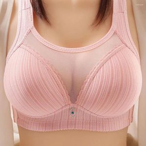 Bras Femmes sans fil sans fil soutien-gorge sexy voir à travers le poitrine large bandoulière push up up Lady dames sportives infirmières