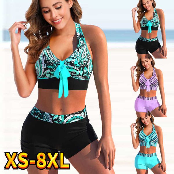 Soutien-gorge Ensembles 2022 Nouvelle Femme Été Rayé Imprimé Bikini Ensembles Maillot De Bain Femmes Sexy Maillot De Bain Deux Pièces Ensemble Maillots De Bain Lâche Plage Tankni T221206