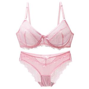 Bras sets 2022 Nieuwe sexy kant ultra dunne dikke bra panty big size vrouwelijke lingerie set vrouwen ondergoed ondergoed brassieres 75-95bc cup y240513