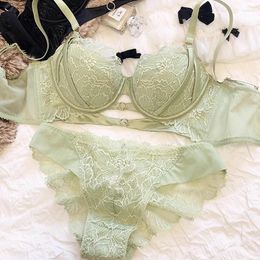 Bras sets 2024 Lingerie en dentelle à grande taille à grande taille en coton en coton pour femmes sexy push up dames sous-vêtements culotte creux