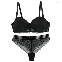 Bh Sets 2024 Sexy Kant Set Voor Vrouwen Push Up Ondergoed 34/75 36/80 38/85 40/90 42/95 ABCDE Dunne Mold Cup lingerie