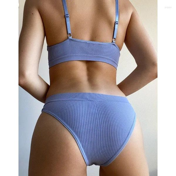 Soutien-gorge Ensembles 2PC Sous-vêtements Ensemble Femmes Sans couture Soutien-gorge sans fil Sexy Taille haute Femme Sous-vêtements Confortable Basic Bralette Lingerie