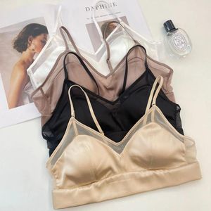 Soutien-gorge Ensembles 6A Soutien-gorge en soie de luxe Doublure en maille Mûrier Tricot Sexy Confort sans anneau en acier Mince Français Panty Set LA