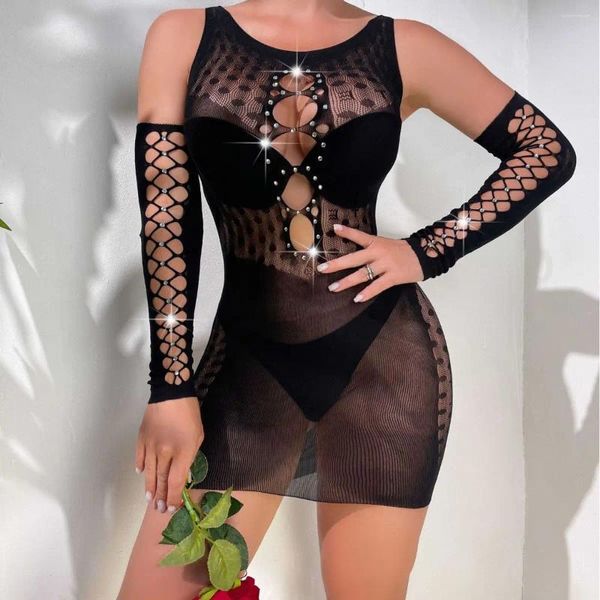 Bras sets Amazon Foreign Trade Sexy One-Piece Net vêtements de diamant sous-vêtements