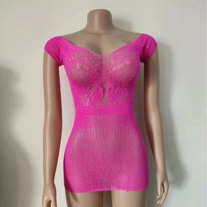 Bras stelt Amazon dames diamant glanzende sexy lingerie rok mesh jurk bodystocking