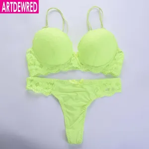 ARTDEWRED Sexy Mode Bikini Bh Set Naadloze Push Up Plunge Dame Lingerie Vrouwen Ondergoed String 34 36 38 42 CD Cup